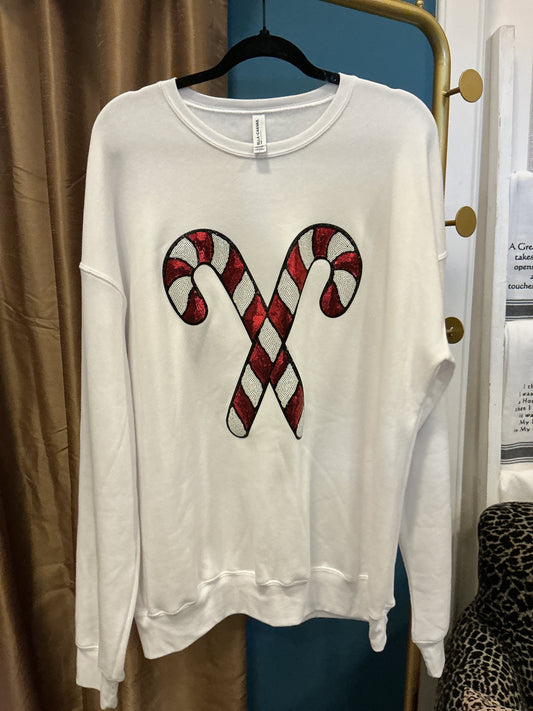 Sequin Candy Cane Sweatshirt