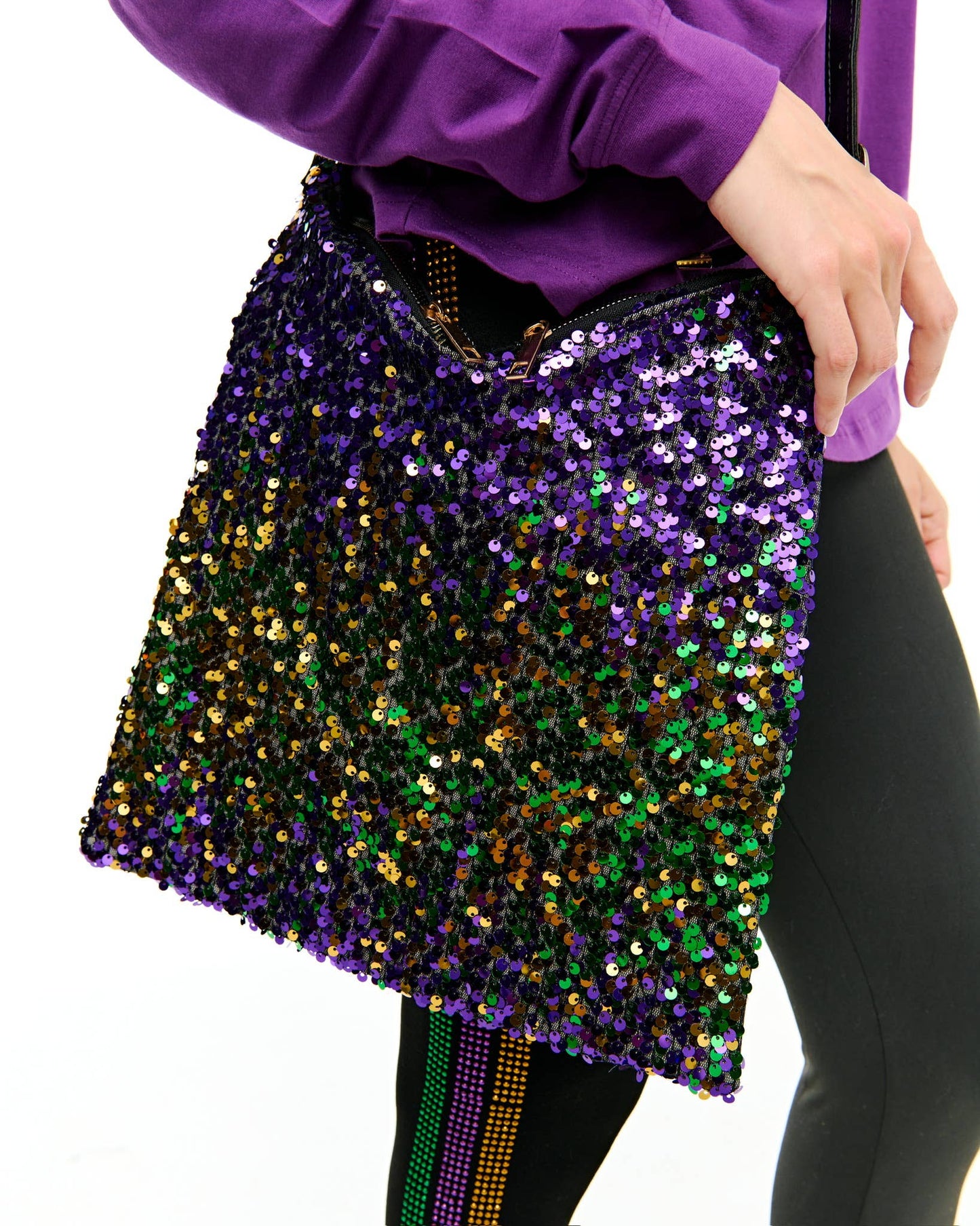 Mardi Gras sequin tote bag