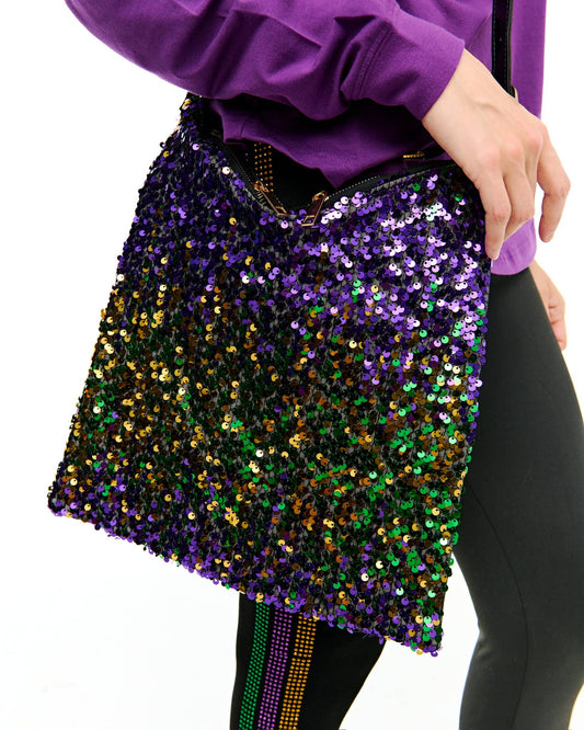Mardi Gras sequin tote bag