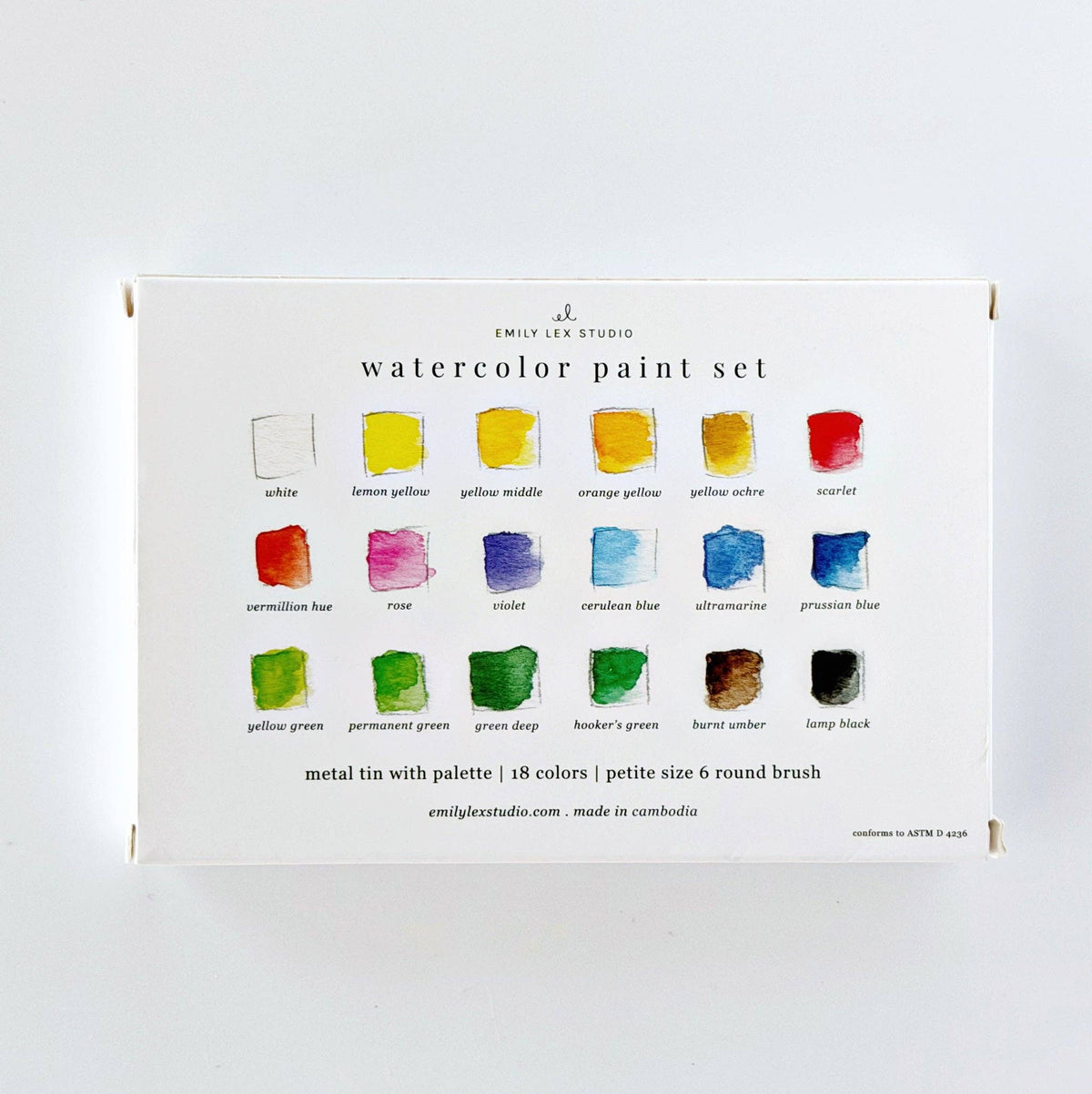 Watercolor paint set label