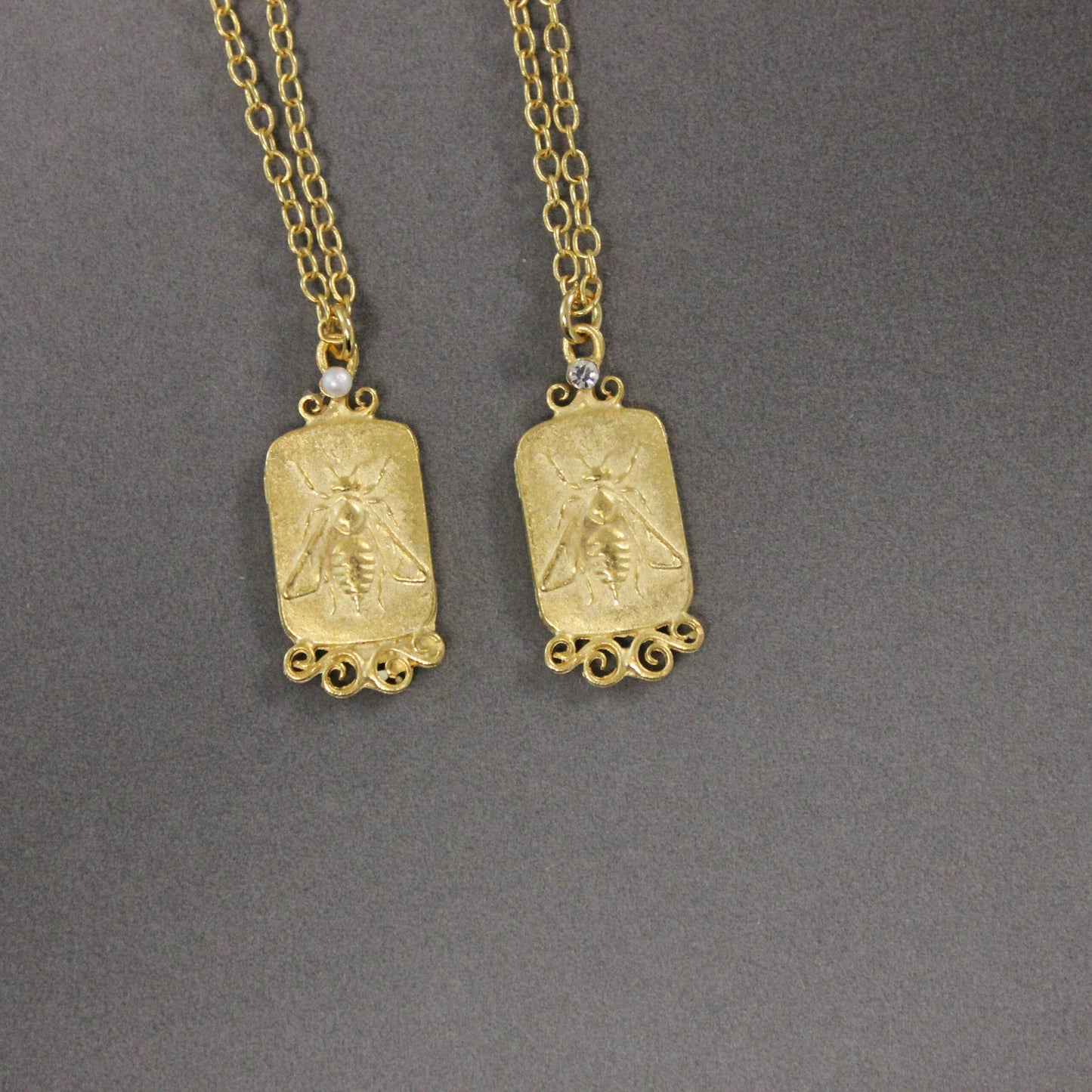 Bee Pendant Necklace with Pearls