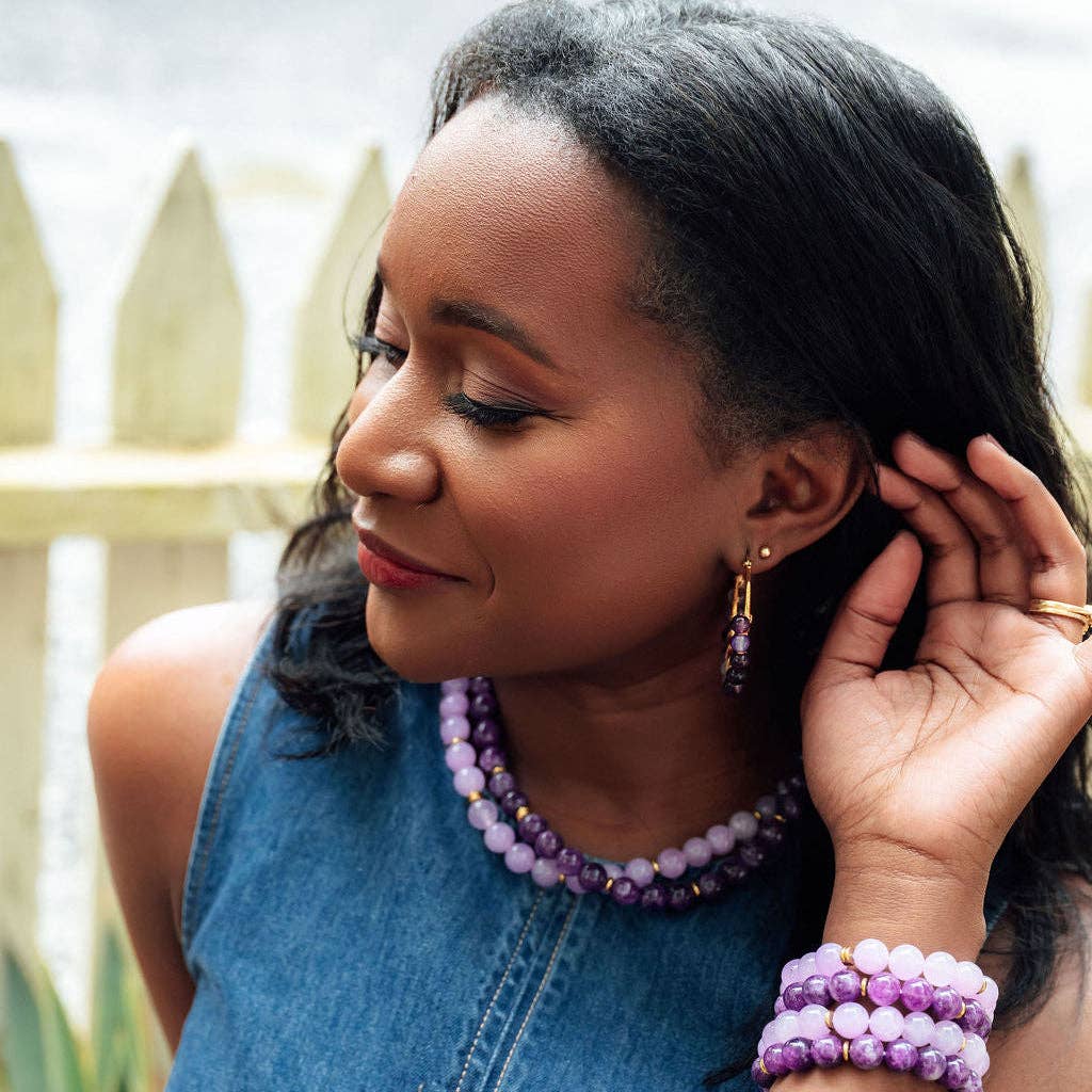 Rally Beaded Necklace-Purple