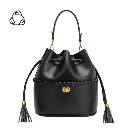 Janae Black  Vegan Leather Top Handle Bag