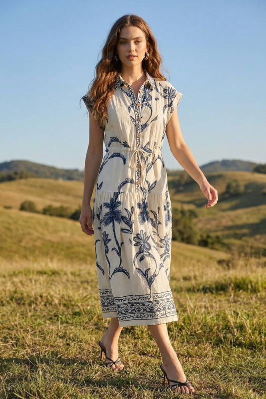 Morning Mimosa Tie Waisted Midi Dress