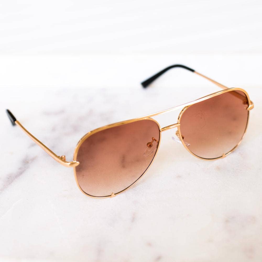 Alexa Aviator Frame Sunglasses Brown and Black