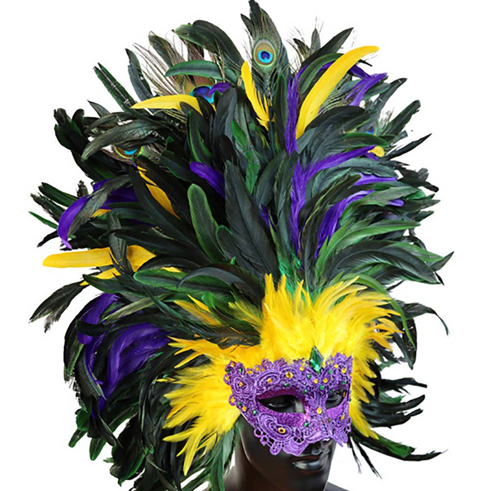 Mardi Gras Masquerade Venetian Feather Mask