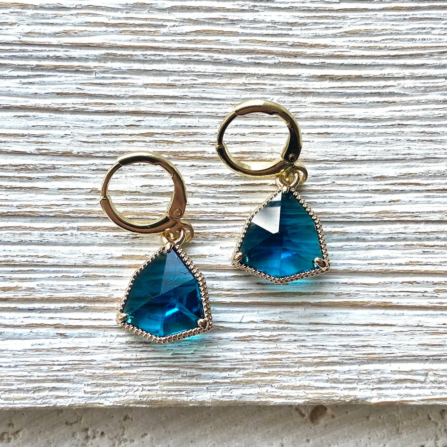 Teal crystal earrings 