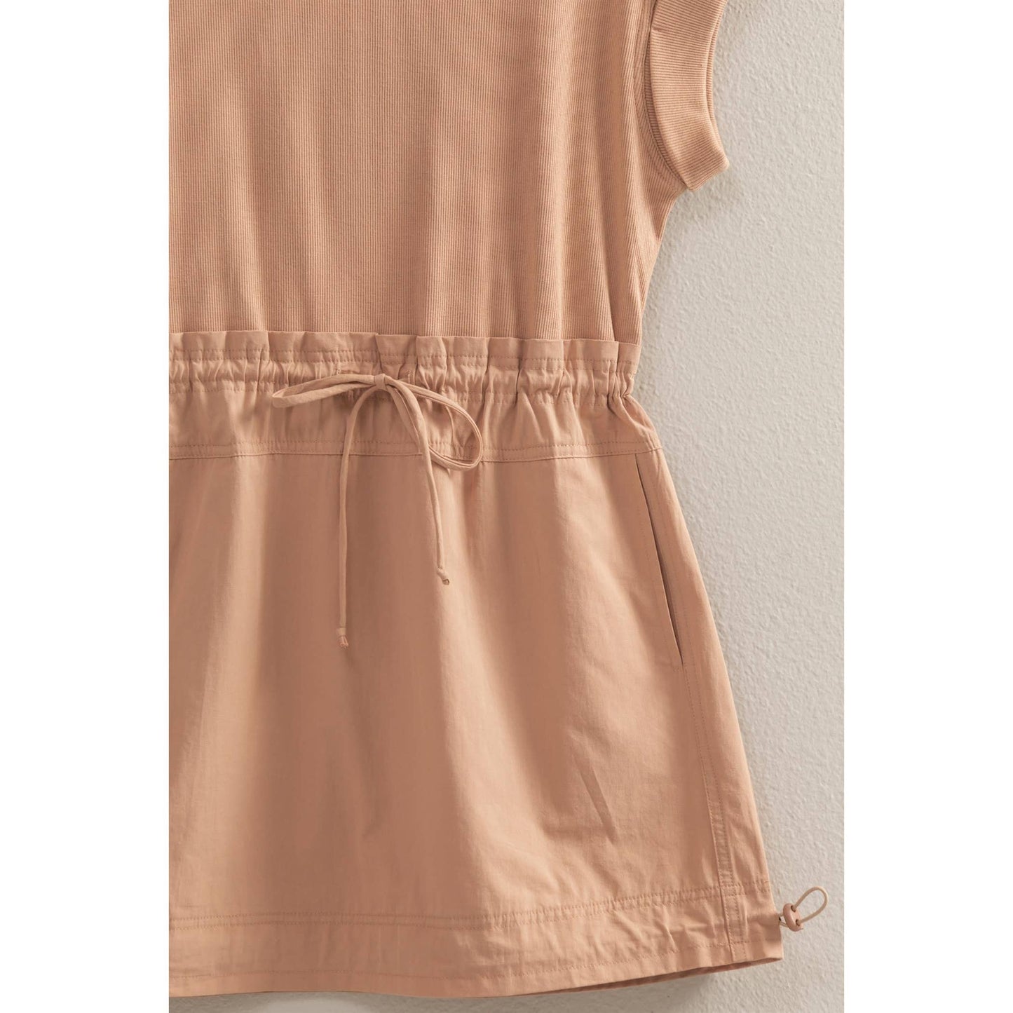 Short Sleeve Elasticized Waist Mini Dress