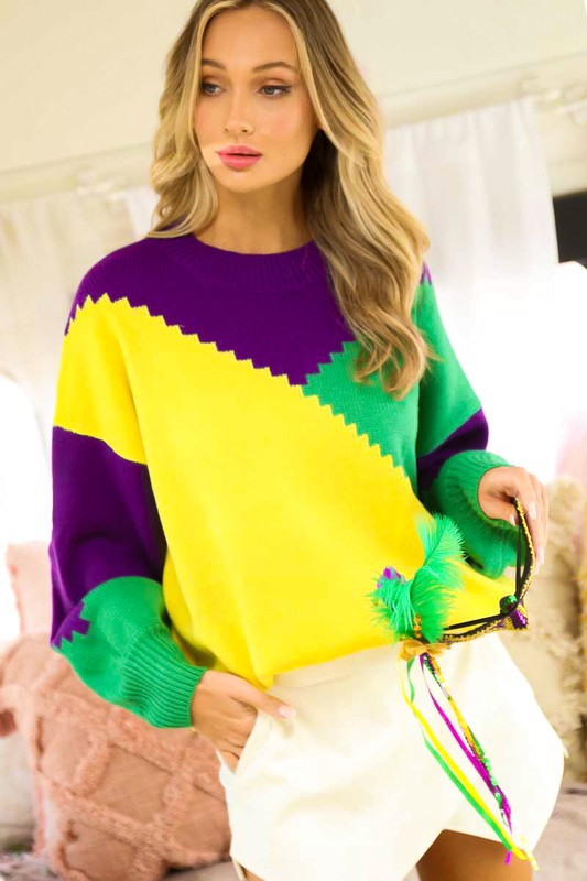 Color Block Sweater Top