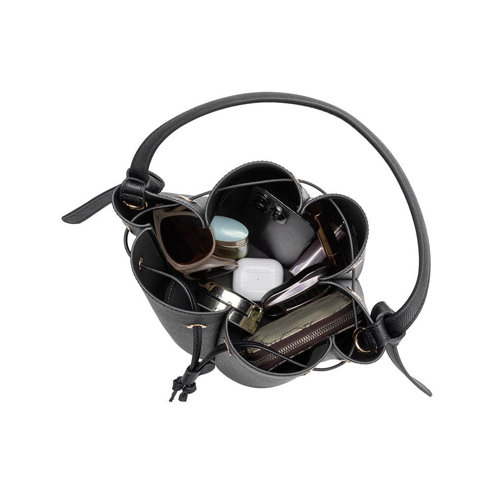 Laguna Black Recycled Vegan Leather Top Handle Bag