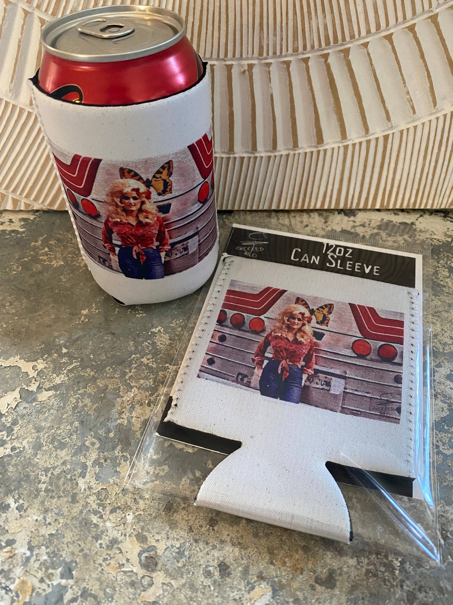 Dolly on the Road Neoprene Can Sleeve