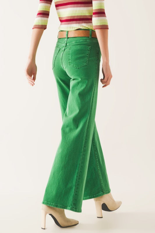 Wide Leg Jeans Green