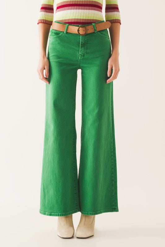 Wide Leg Jeans Green