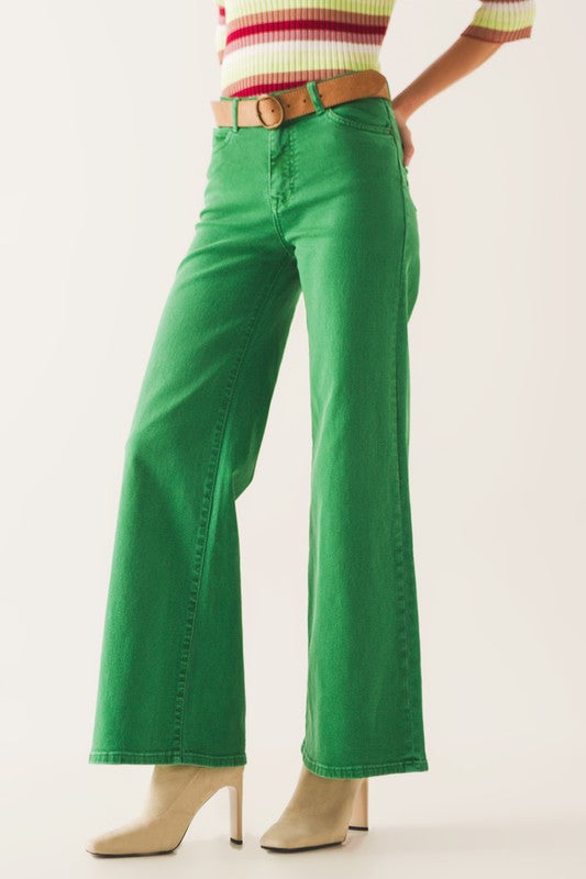 Wide Leg Jeans Green