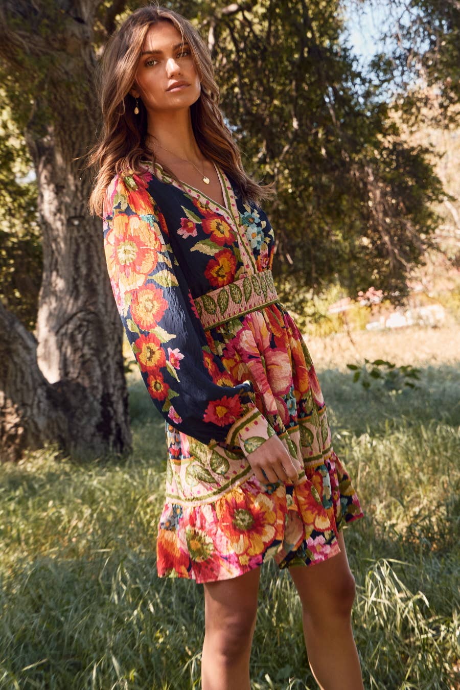 Stevie Floral Border Printed Mini Dress