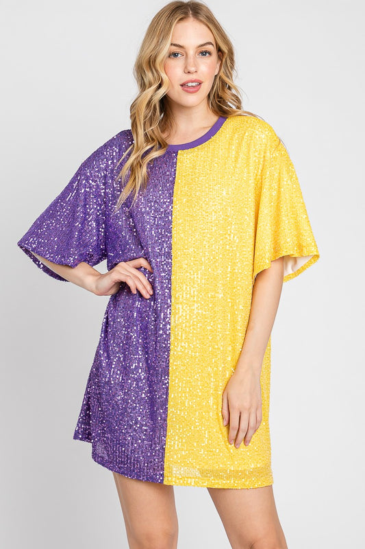LSU Color Block Sequin Dress