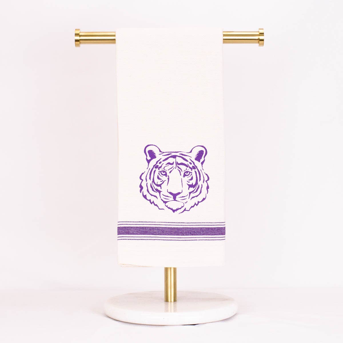 Get Em Tiger Hand Towel   Cream/Purple 20x28