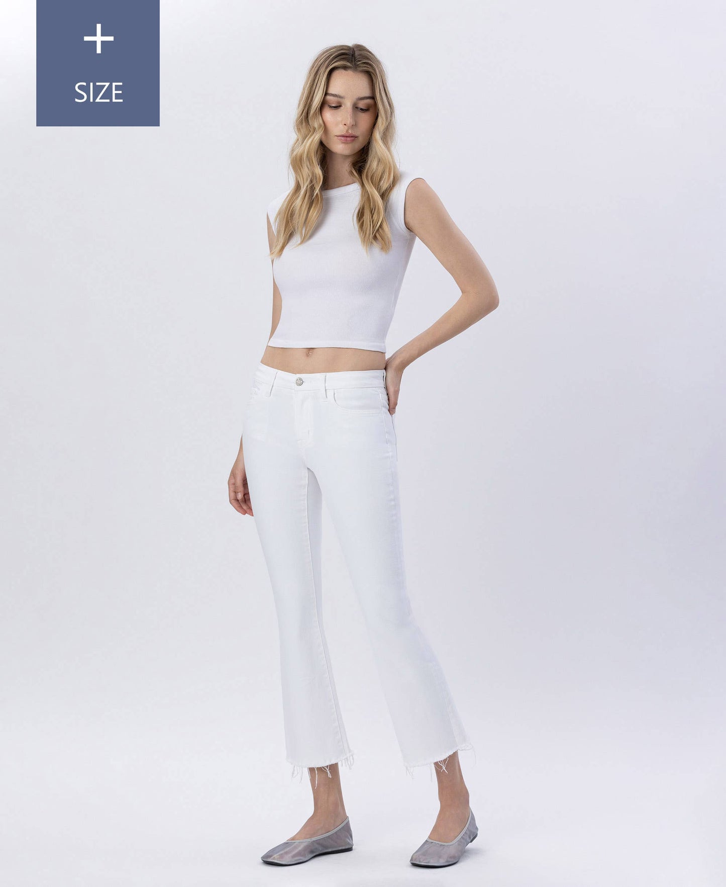 Mia Mid Rise Crop Flare Jeans - Peacock Curves