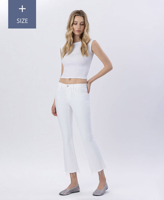 Mia Mid Rise Crop Flare Jeans - Peacock Curves