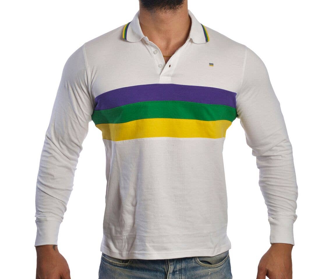 White Chest Stripe Adult Long Sleeve: