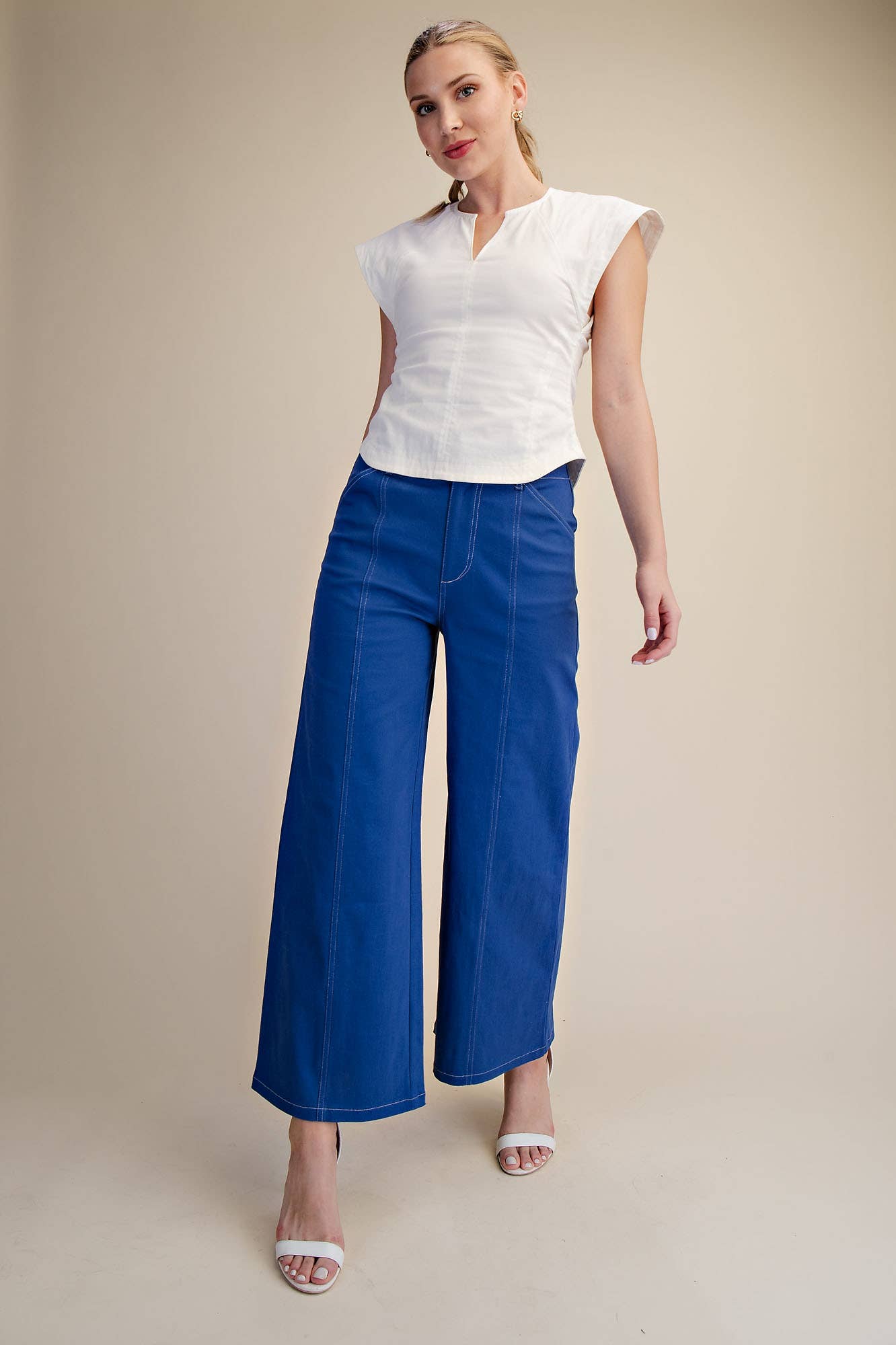 Royal Stitched Seamed Cropped Pants