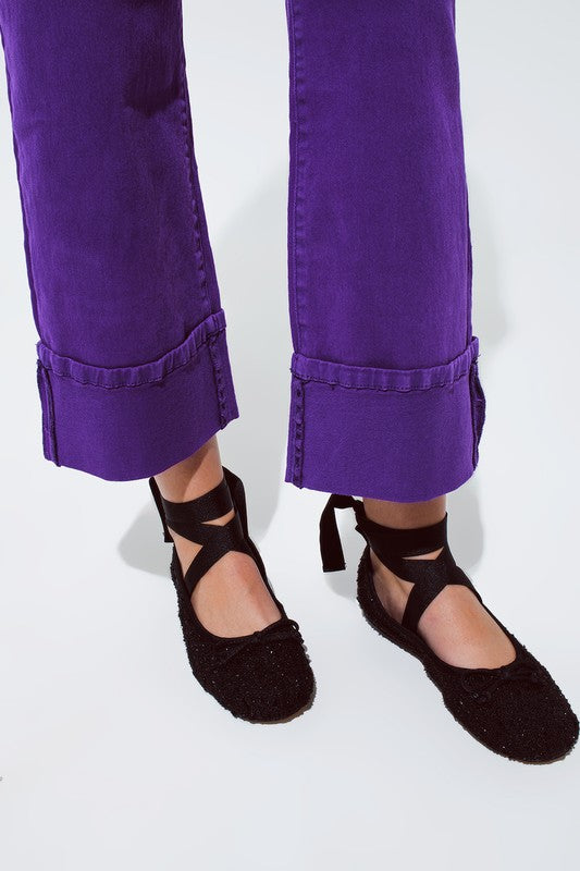The Ashley Straight Leg Cropped Hem Jeans in Purple