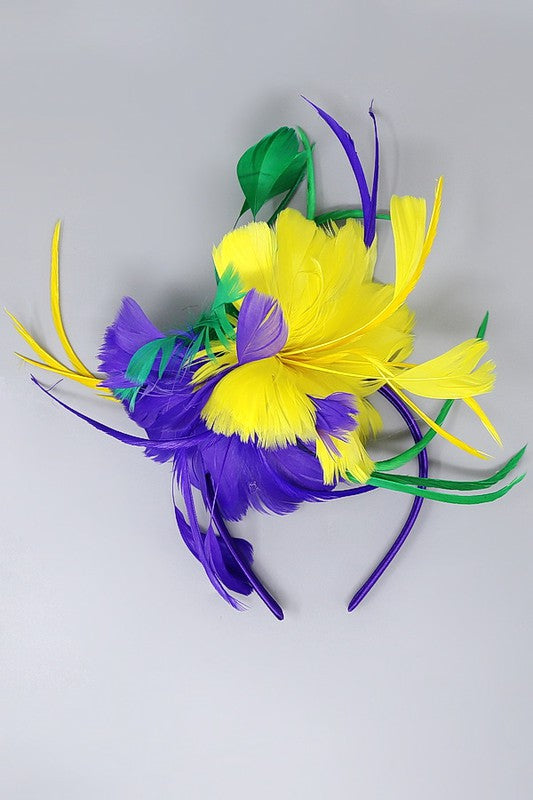 Mardi Gras Theme Feather Fascinator