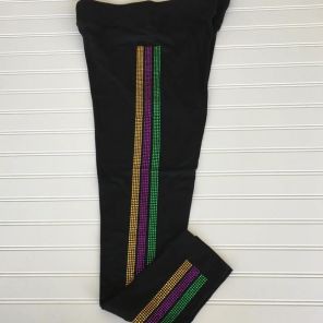 Mardi Gras Rhinestone Side Stripe Leggings