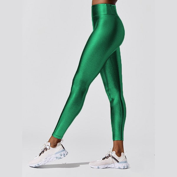 Metallic Leggings Adult - Green  ONE SIZE