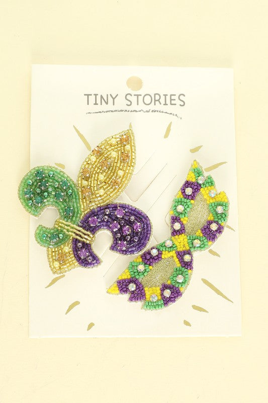 2PC MARDI GRAS THEME BROOCH PIN SET