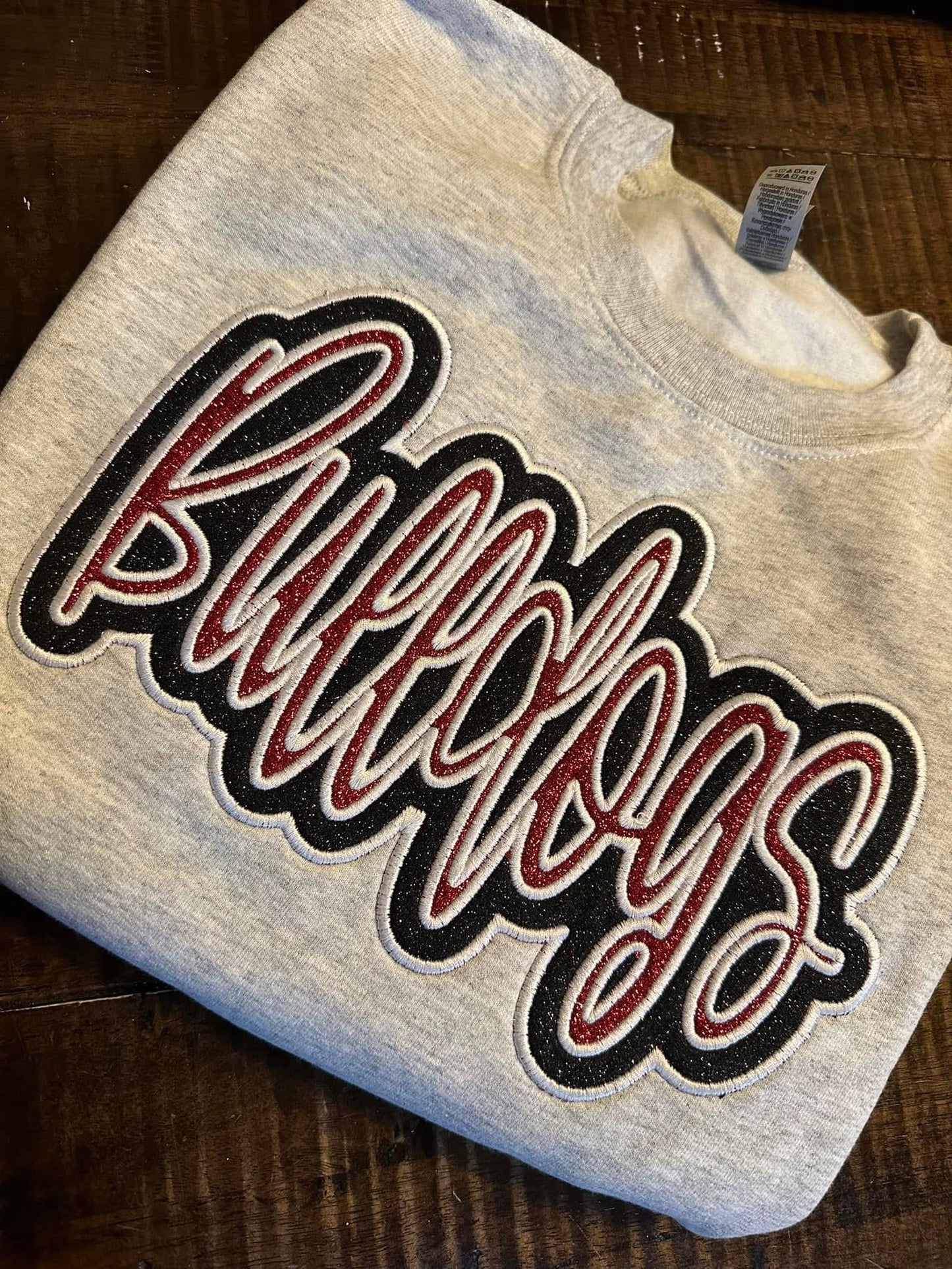 FHS Bulldogs Double Glitter Double Embroidery Crewneck Sweatshirt