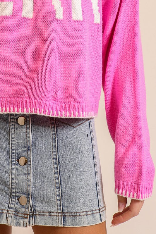 Pink  Merry Festive Sweater