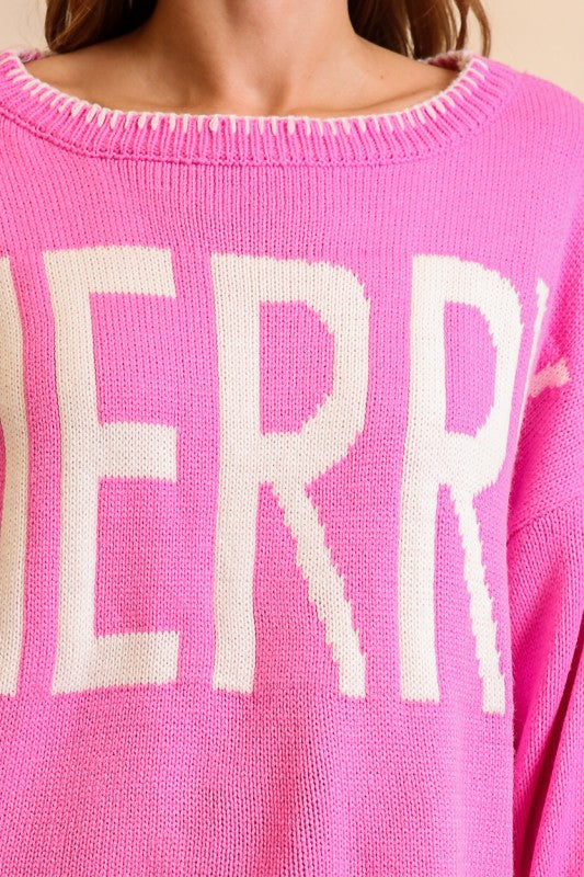 Pink  Merry Festive Sweater