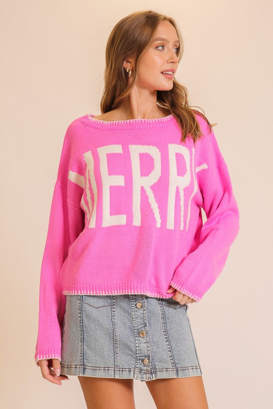 Pink  Merry Festive Sweater