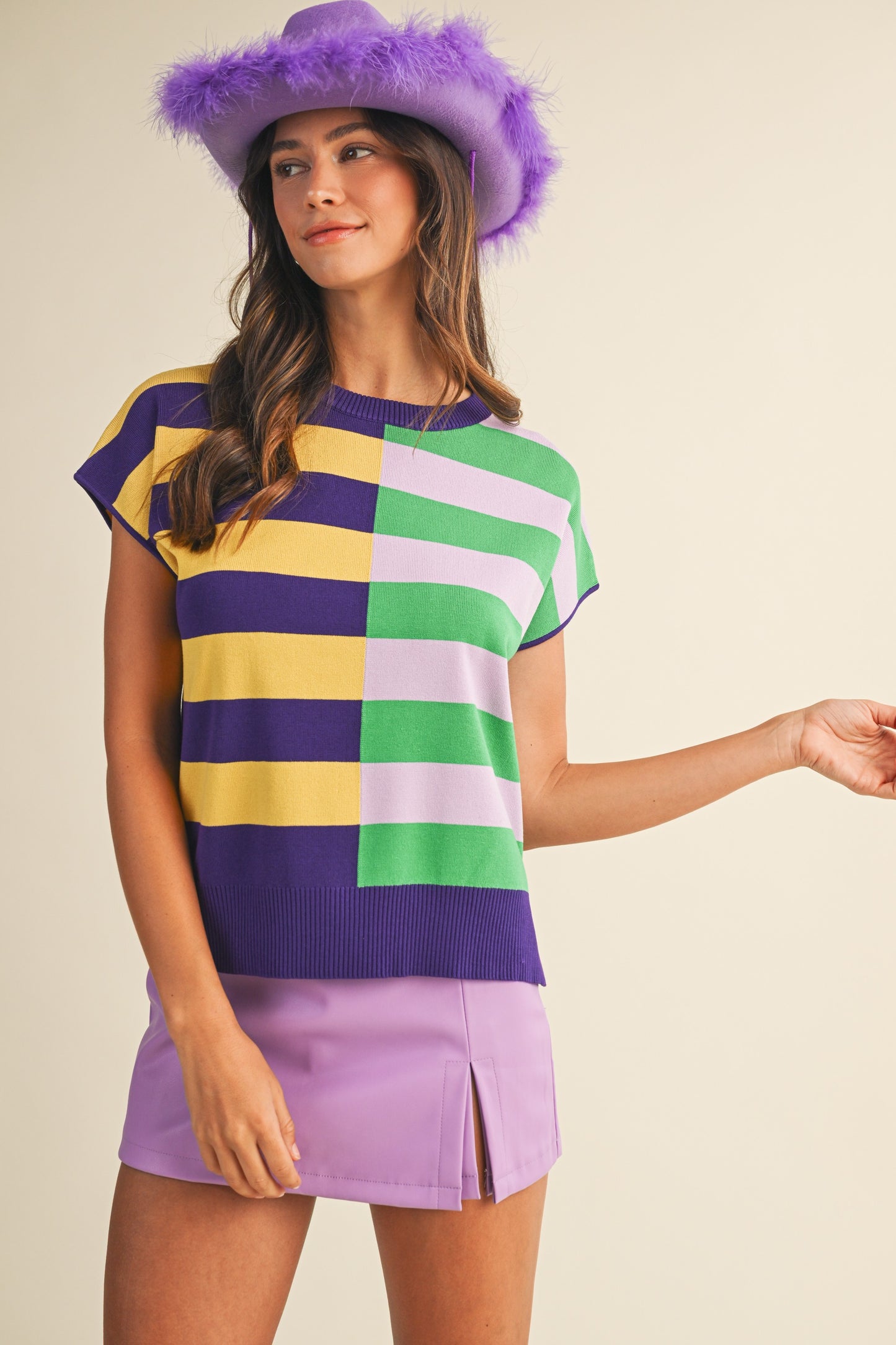 Corinne Mardi Gras Stripe Sweater