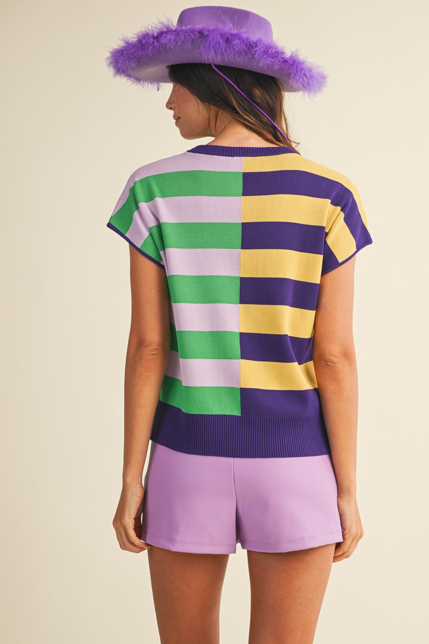 Corinne Mardi Gras Stripe Sweater