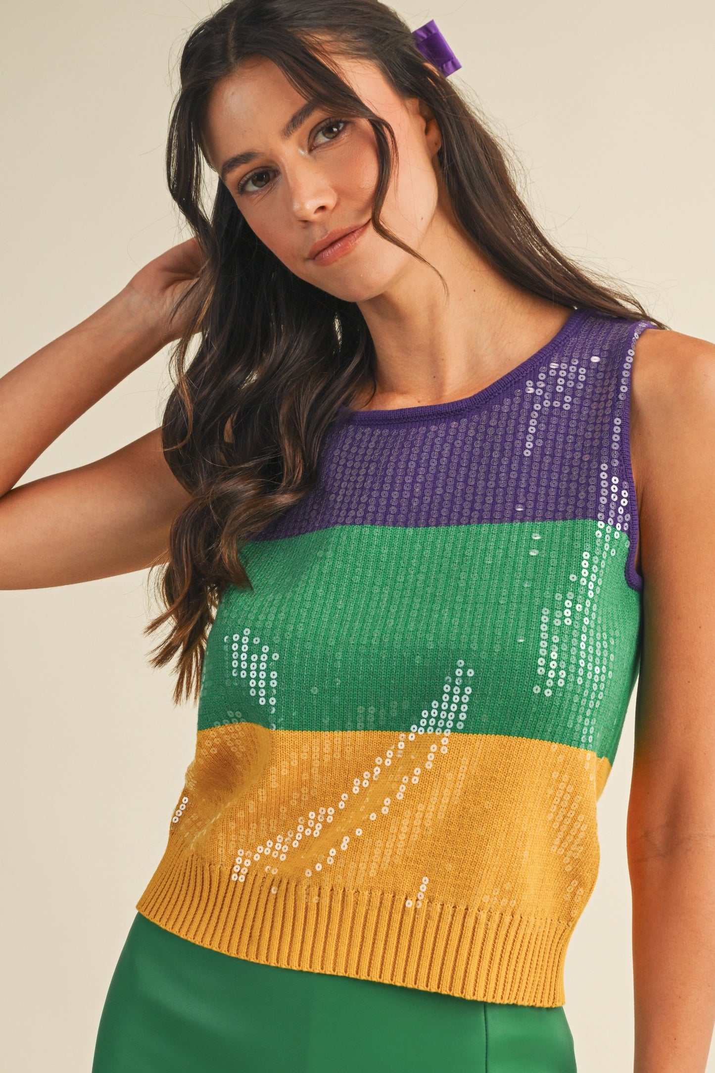 Ella Mardi Gras Sequin Sweater Tank