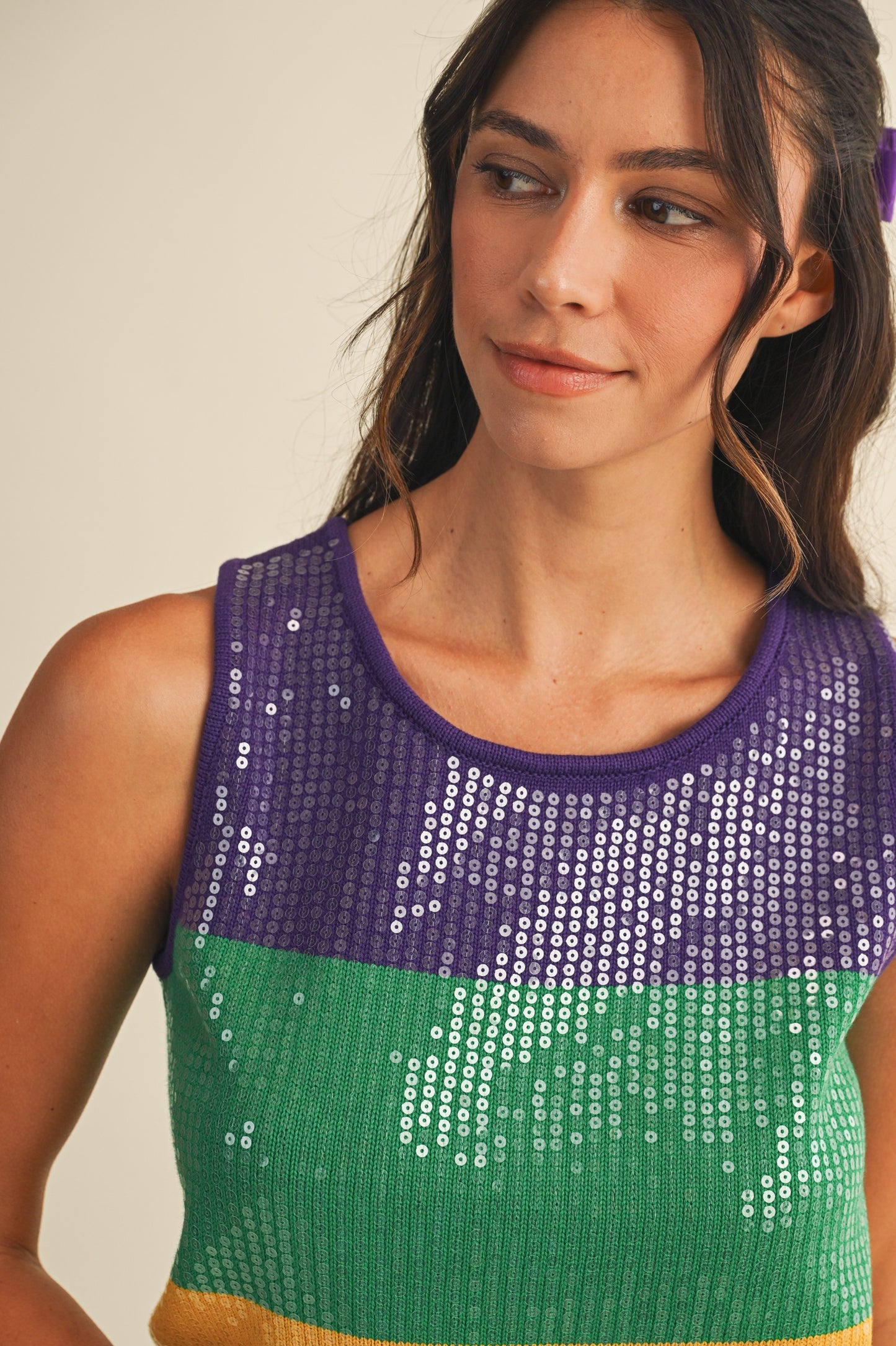Ella Mardi Gras Sequin Sweater Tank