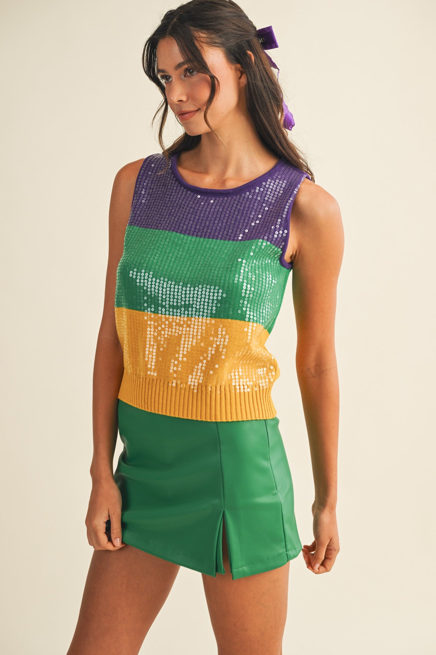 Ella Mardi Gras Sequin Sweater Tank