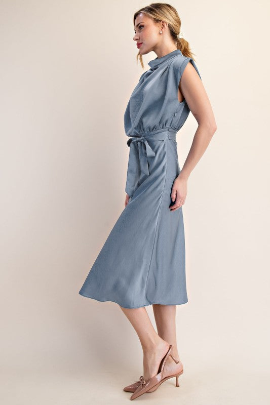 The Reese Slate Satin Dress