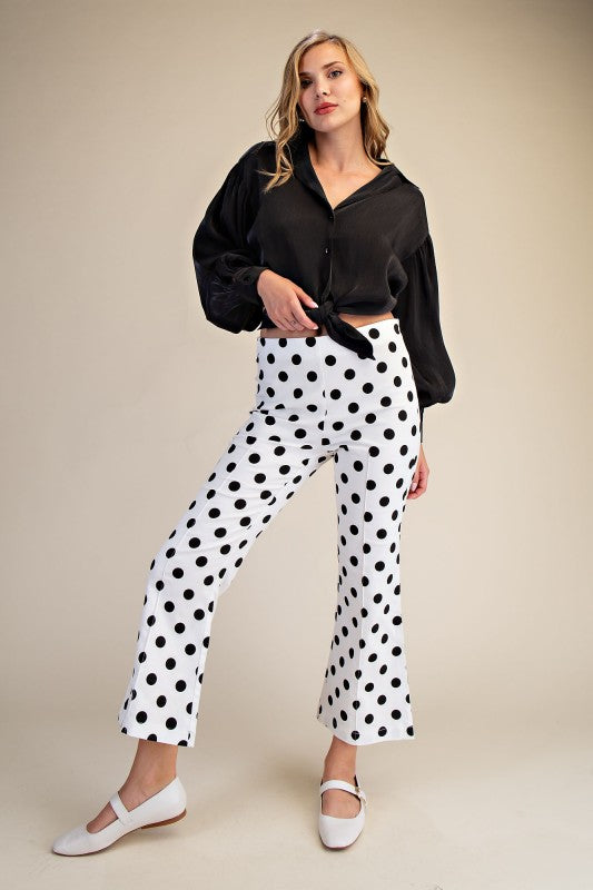 Dottie - White Flare Crop Pants