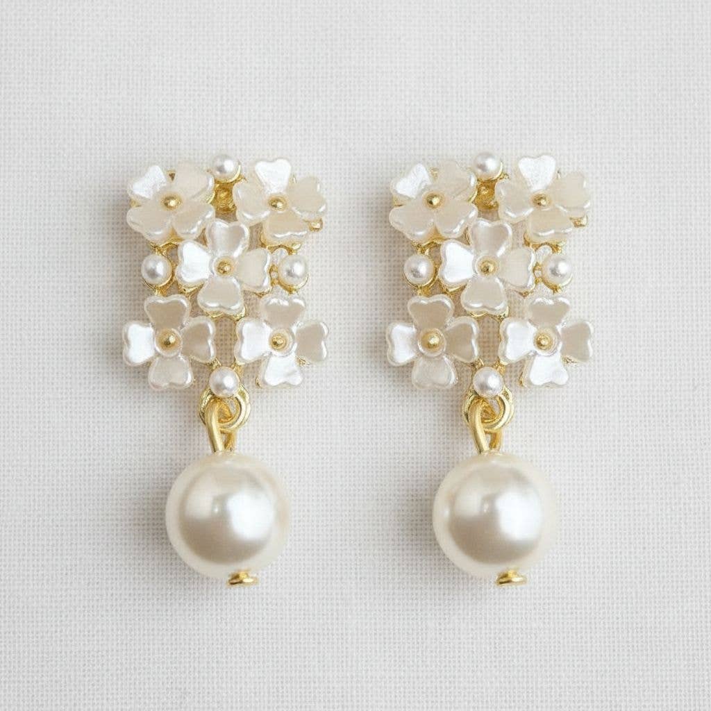 Floral Pearl Drop Earrings with Vintage Charm