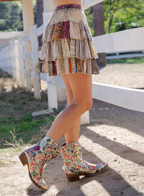 Festival Vibes Patchwork Skirt