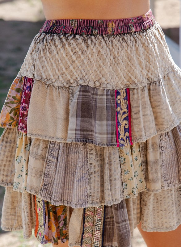 Festival Vibes Patchwork Skirt