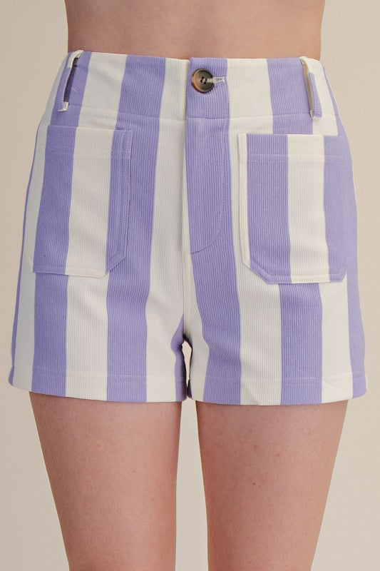 Lavender Geaux Striped Shorts