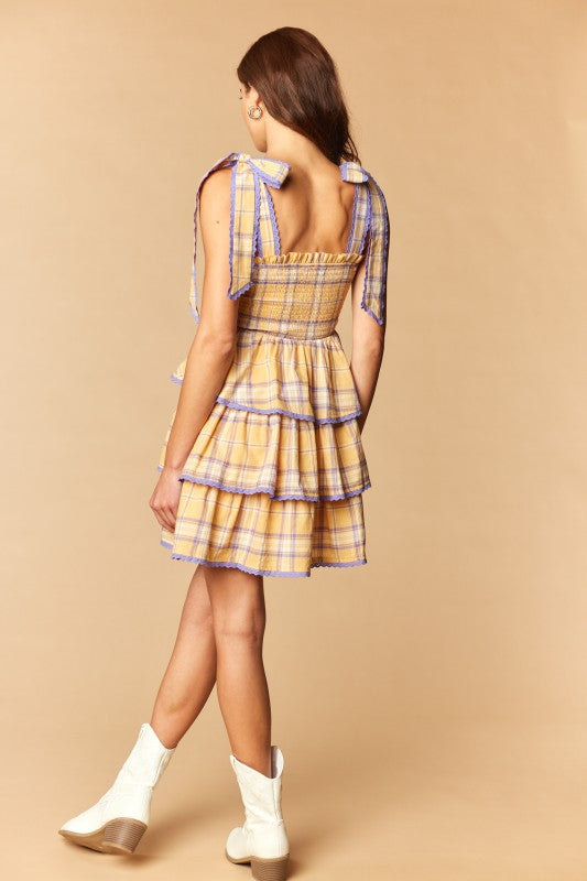 The Kate Plaid Smocked Tiered Mini Dress