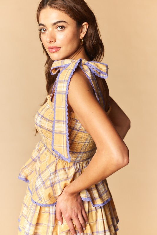 The Kate Plaid Smocked Tiered Mini Dress