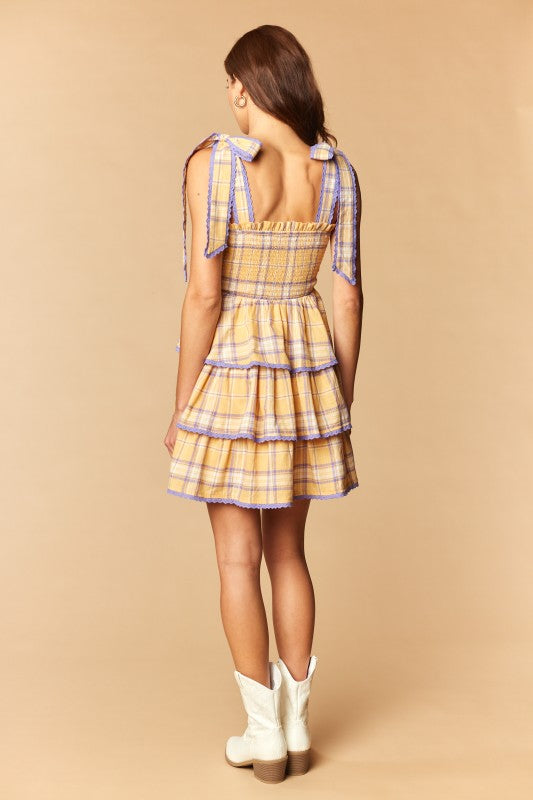 The Kate Plaid Smocked Tiered Mini Dress