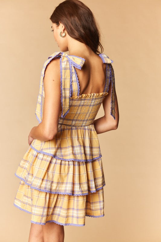 The Kate Plaid Smocked Tiered Mini Dress
