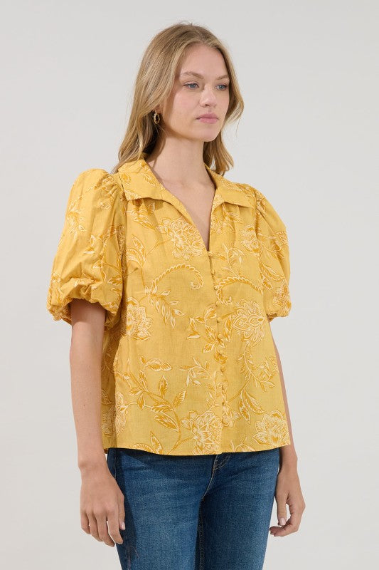 Falling for Cindy Puff Sleeve Top